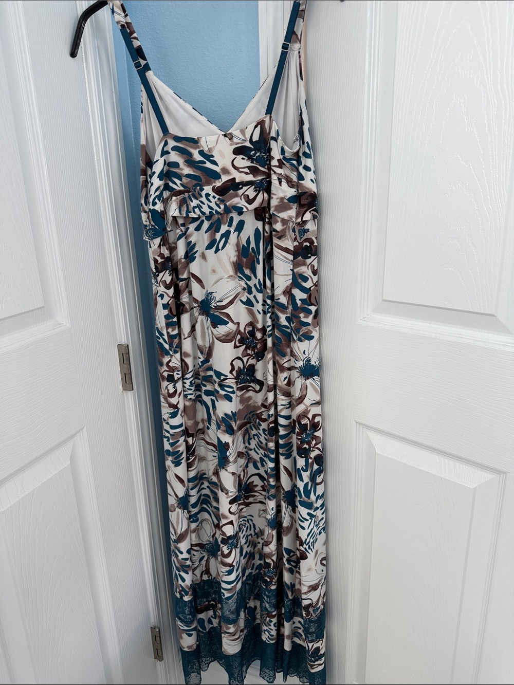 Soma Teal & Brown Floral Print Maxi Dress - Picture 4 of 12